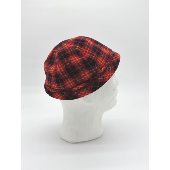 Joseph Magnin Accessories - Vintage Joseph Magnin Plaid Wool Newsboy Cap Red Tartan Driving Hat